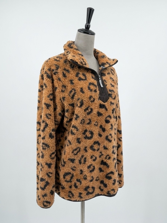 Simply Southern Jackets & Blazers - Simply Southern Leopard Print Sherpa Pullover – Size XL